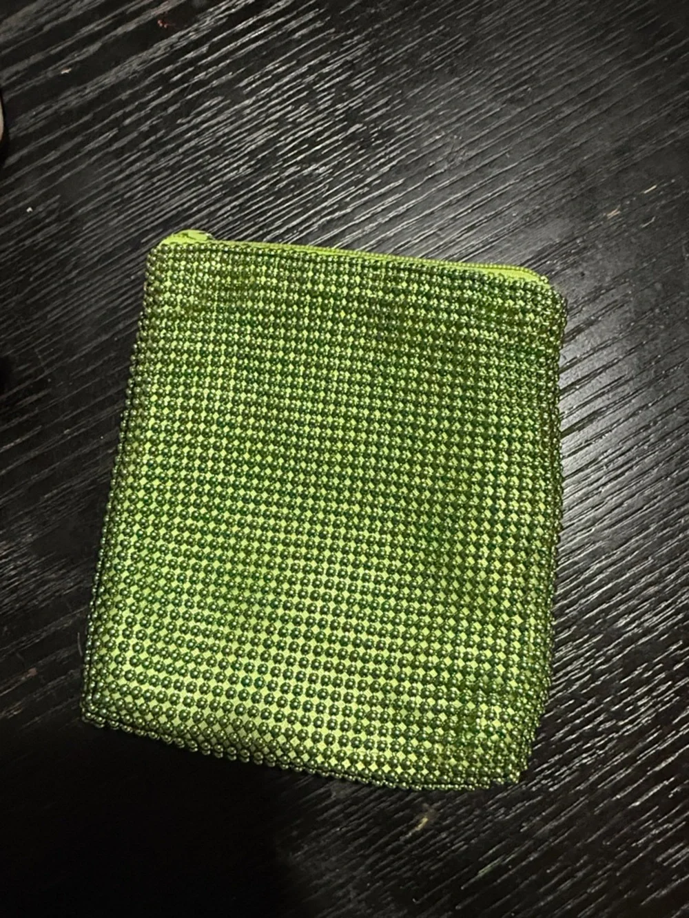 Whiting & Davis Lime Green Rhinestone Zip Pouch - Picture 5 of 7
